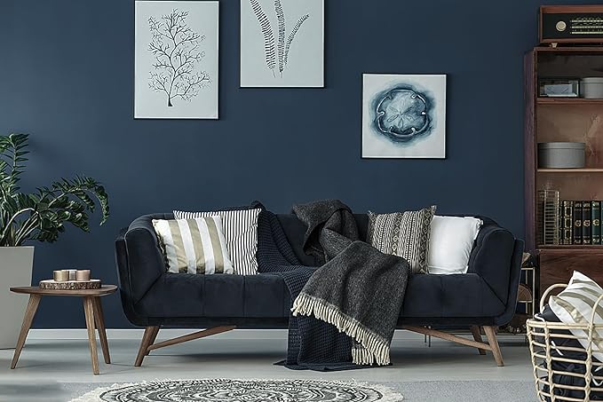 HeloHo 118"X15.7" Solid Blue Wallpaper Matte Textured Peel and Stick Wallpaper Self Adhesive Removable Wall Paper Waterproof Contact Paper for Living Room Bedroom Decor