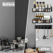 Magnetic Spice Rack for Refrigerator,Spice Organizer for Kitchen,Seasoning Organizer Rack,Magnetic Shelf with Hooks,Strong Magnet,Moveable,No Drilling(3 Pack,Black,Owl)