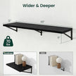 Floating Shelves, 12 Inch Deep Rustic Wood Wall Storage, 48W x 12D Wall Shelves Set of 2, Heavy Duty Metal Brackets, Large Industrial Book Shelf for Living Room, Kitchen, Bedroom, Black