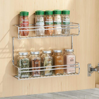 InterDesign Classico 2-Shelf Wall Mount Spice Organizer Rack for Kitchen Storage - Chrome