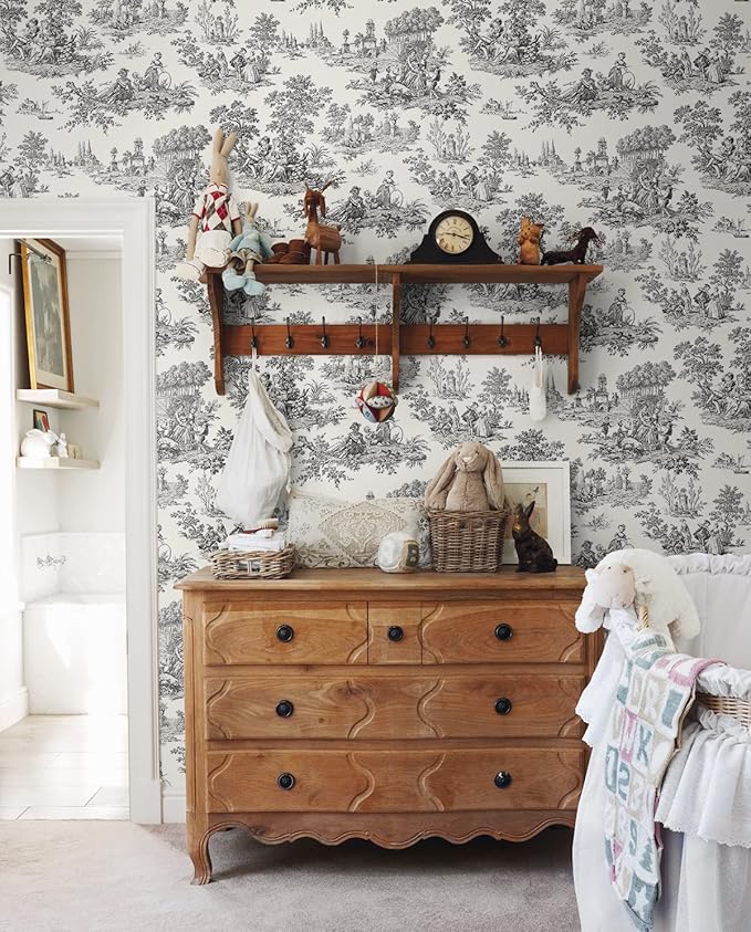 NextWall Chateau Toile Peel and Stick Wallpaper (Inkwell)