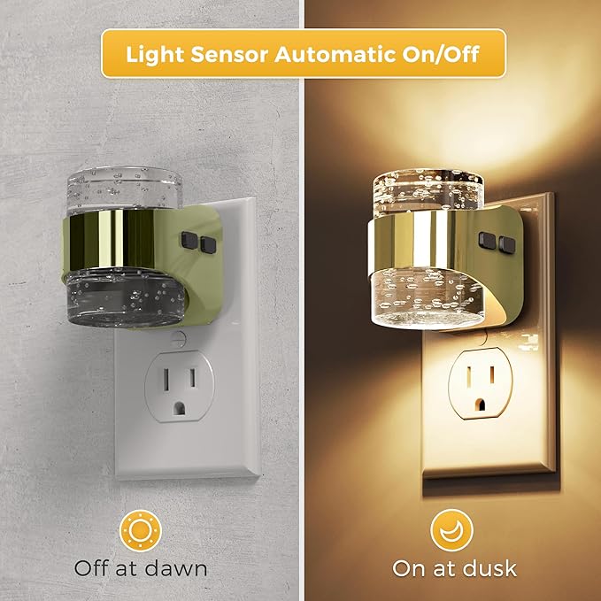 L LOHAS LED 3CCT Night Lights Plug into Wall, 3000K/4000k/5000K Adjustable Color Temperature Night Light,Bubble Nightlight with Dusk to Dawn Sensor for Rooms Bathroom Hallway