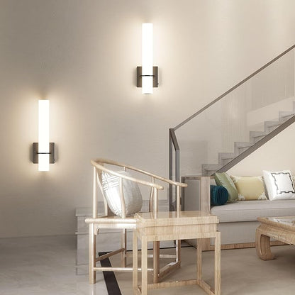 Modern Wall Sconces Set of 2, 5 Color Temperature Linear Dimmable, Adjustable Warm to Cool White, Hardwired Wall Lights for Bedroom, Living Room, Hallway (Black)