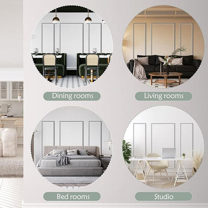 Sunnyglade 3 Frame Pre-Cut Wall Molding kit, Ready to Assemble Wainscoting Panels for Interior Wall Décor, Bedroom Living Room Office Accent Wall - Easy Installation with Glue (3)