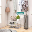 White Small Shoe Rack for Entryway,2-Tier Bamboo Shoe Organizer for Hallway Closet, Free Standing Shoe Racks for Indoor Outdoor