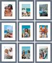 Vittanly 8x10 Picture Frames Set of 9, Shatter Resistant Plexiglass, Display 5x7 Pictures with Mat or 8x10 without Mat, Photo Frames for Wall or Tabletop, Engineered Wood, Navy