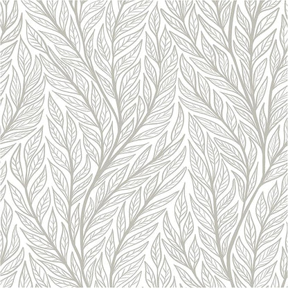 Leaf Wallpaper Peel and Stick Boho 17.3"x393" White and Beige Wallpaper Plant Self Adhesive Removable Wall Paper for Bedroom Beige Leaves Contact Paper for Cabinets Vinyl Waterproof