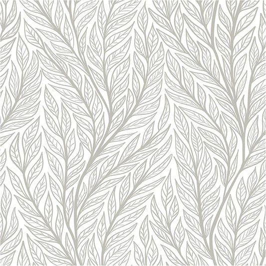 Leaf Wallpaper Peel and Stick Boho 17.3"x393" White and Beige Wallpaper Plant Self Adhesive Removable Wall Paper for Bedroom Beige Leaves Contact Paper for Cabinets Vinyl Waterproof