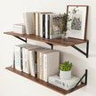 Heimlove 12 Inch Deep Floating Shelves for Wall, 36W x 12D Wood Wall Shelves Set of 2, Walnut Wide Floating Bookshelf for Living Room, Kitchen, Office, Bedroom, with Black Metal Bracke - Walnut