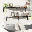 Fun Memories Floating Shelves for Wall, 12 Inch Deep Floating Shelves Set of 2, Wall Mounted Shelf with Metal Brackets, Rustic Wood Wide Shelf for Bathroom, Kitchen and Living Room, Black, 55W x 12D