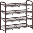 SONGMICS Stackable Shoe Rack, 4 Tier Metal Shoes Rack Storage Shelf, Holds up to 16 Pairs Shoes, Adjustable Slanted Shelves Tower Organizer for Closet Entryway Small Spaces, Bronze