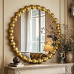 Round Mirror for Wall, 24 Inch Gold Beaded Frame Decorative Vanity Mirror, Circle Bathroom Mirror with High-Definition Lense, Modern Wall Decor for Bathroom, Living Room, Bedroom, Entryway