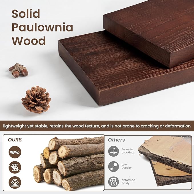 fuqing Floating Shelves for Wall - 48 Inch Mahogany Wall Shelves Set of 1-48 Inch Wide x 9.3 Inch Deep x 1.6 Inch Thick Wooden Shelves for Room Decor & Storage