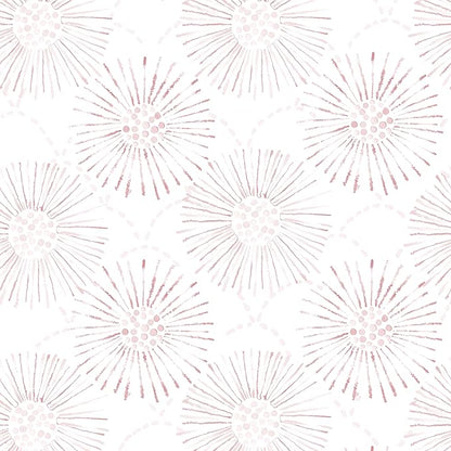 Peel and Stick Wallpaper Geometric Boho Wall Paper White Pink Fireworks Contact Paper 17.3"×393" Self-Adhesive Round Wallpaper for Bedroom Waterproof Removable Shelf Liner Decal Vinyl Roll