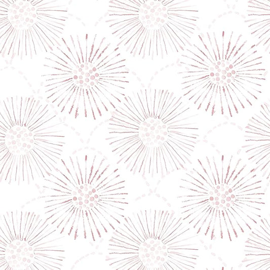 Peel and Stick Wallpaper Geometric Boho Wall Paper White Pink Fireworks Contact Paper 17.3"×393" Self-Adhesive Round Wallpaper for Bedroom Waterproof Removable Shelf Liner Decal Vinyl Roll