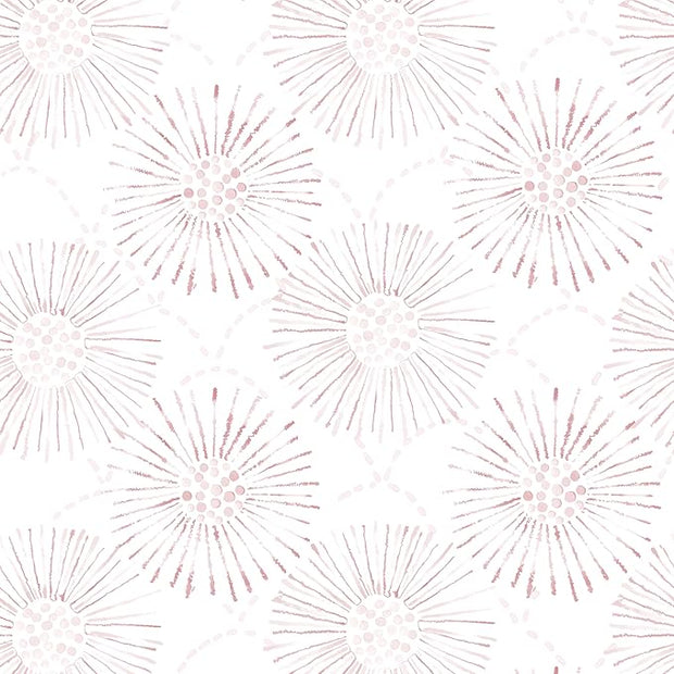 Peel and Stick Wallpaper Geometric Boho Wall Paper White Pink Fireworks Contact Paper 17.3"×393" Self-Adhesive Round Wallpaper for Bedroom Waterproof Removable Shelf Liner Decal Vinyl Roll