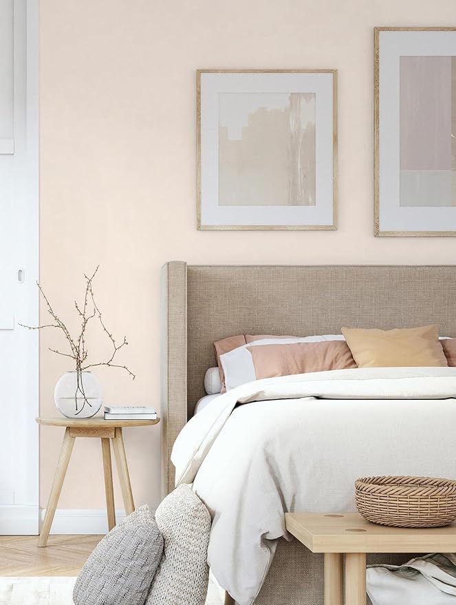 Peel and Stick Wallpaper Solid Color Nude Contact Paper Matte Wall Paper for Bedroom Bathroom Beige Wallpaper Removable Self-Adhesive Kitchen Wall Decor Vinyl Roll 17.3