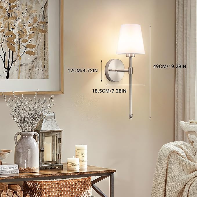 Battery Operated Wall Sconce Set of 2, Rechargeable Wall Sconce with 10000mAh Bulb and Remote Control, Up to 50 Hrs Use, RGB Dimmable Wireless Wall Lights for Living Room Bedroom Hallway