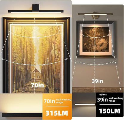 Picture Lights for Wall,Battery Operated Art Light,16in Gallery Light for Paintings,3CCT Dimmable,Metal Finish Recharging Battery Wall Light with Remote for Living Room Gallery(Black)