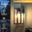 2 Pack Porch Lights Outdoor Wall Sconce, Outdoor Light with GFCI Outlet, Waterproof Exterior Wall Lantern Light Fixtures, Anti-Rust Wall Lamp with Clear Glass for Patio Doorway Garage- Black