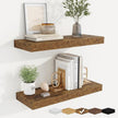 fuqing Floating Shelves for Wall, Wall Mounted Wood Floating Shelf with Invisible Brackets for Living Room, Bathroom, Bedroom, Kitchen Storage and Decor, 20 Inch Set of 2, Rustic Brown