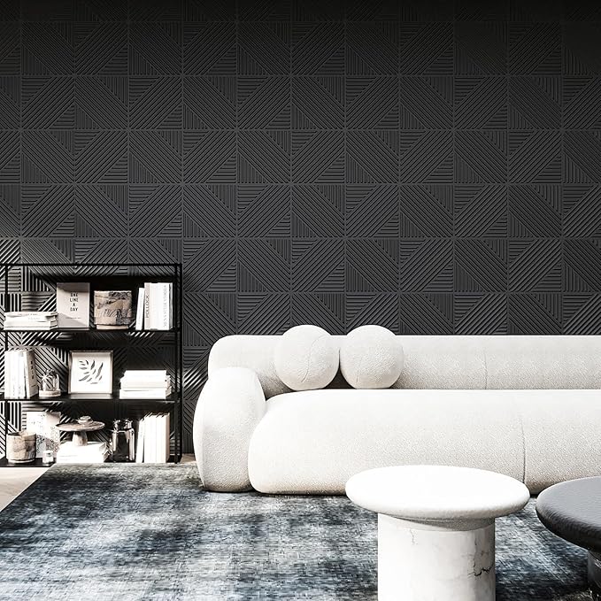 Art3d 33-Pack 3D Wall Panels for Interior Wall Decor, Textured Accent Wall Paneling for Living Room, Bedroom, TV Wall Background, 12"x12" Black