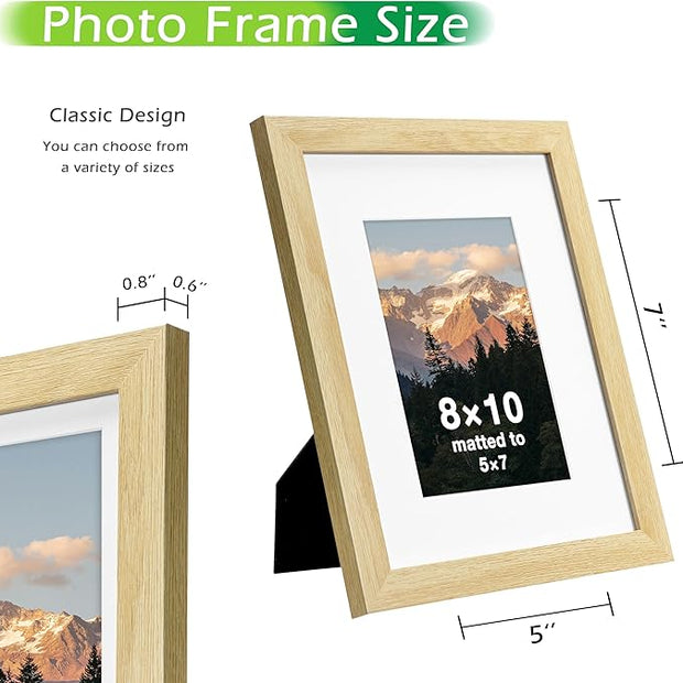 FrameWorks 2-Pack, 8x10 Matted to 5x7 Picture Frame, Natural Oak – Classic Wooden Photo Frame with Tempered Glass, Modern Matte Finish for Prints, Posters, Certificates & Wall Decor – Gallery-Ready