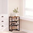 Narrow 4-Tier Shoe Rack, Slim Space-Saving Shelf with Decorative Wood Top & Steel Mesh, Entryway/Closet/Dorm Organizer, 16.5x11.8x27.9 Inches