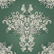 FunStick Damask Wallpaper Peel and Stick Vintage Green Victorian Wallpaper Removable Antique Dark Floral Wall Paper for Bathroom Waterproof Beige Damask Contact Paper for Walls Cabinets 17.5