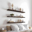 Wood Floating Shelves for Wall Decor, Rustic Wall Shelves for Bedroom Bathroom Kitchen Living Room, Set of 4 Walnut 36 Inch