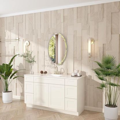 VocalStar Frameless Oval Mirror, 22" x 30" Bathroom Wall Mirror with Beveled Edge, Modern Decorative Vanity Mirrored for Living Room, Entryway, Bedroom | 1/4-Inch Shatterproof Glass