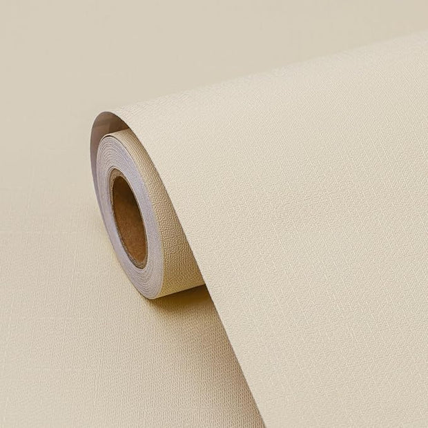 Amiya Cream Peel and Stick Wallpaper Solid Color Textured Contact Paper Pure Beige Self Adhesive Wallpaper Matte Removable Wall Paper Decorative Walls Decal Vinyl Roll A Set of15.7×236"