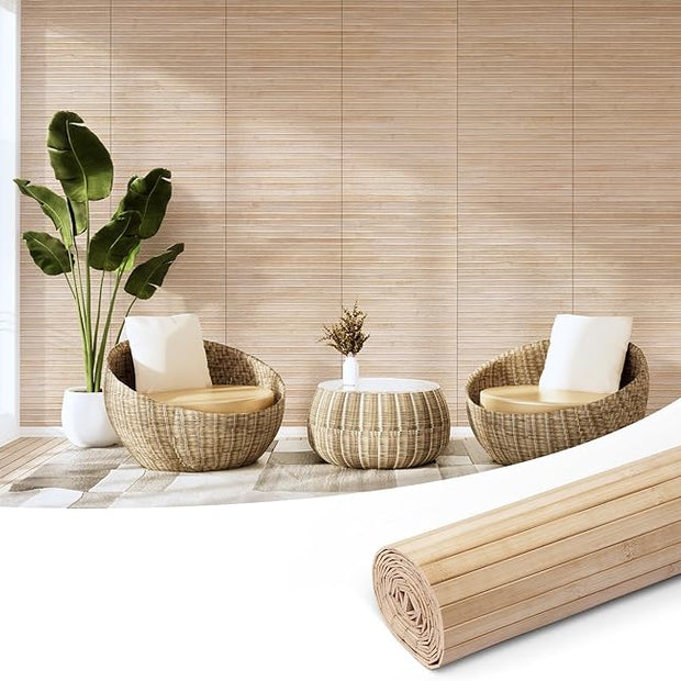 Art3d Natural Bamboo Wall Panel for Interior Wall Decor, Renewable Pole Wrap Wainscoting Paneling for Wall Ceiling Furniture Cabinet Office, 12 x 96 Inch - Carbonized, 1-Pack