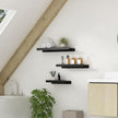 Small Shelves for Wall, Metal Floating Shelves Wall Mounted with Lip for Storage No Wobble, Heavy Duty Wall Shelves for Bathroom/Kitchen/Bedroom/Small Spaces, Black 16 inch 2 Pack