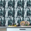 HAOKHOME Forest Peel and Stick Wallpaper Misty Blue Removable Vinyl Mural for Bathroom Bedroom Accent Wall Self Adhesive Contact Paper Tree Wall Decor 17.3in x 118in
