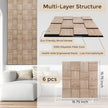 Checkerboard Acoustic Wall Panels – 6 Pack Walnut 3D Sound Absorbing Wall Panels 15.7” x 15.7” for Home & Apartment Interior Design, Checker Pattern Soundproof Decor Panels