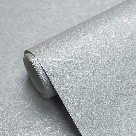 Cohoo Home Gray Peel and Stick Wallpaper Grey Silk Contact Paper for Cabinets and Drawers Silver Textured Self Adhesive Removable Wallpaper Bathroom Bedroom Waterproof Wall Covering 15.7inL 393inW