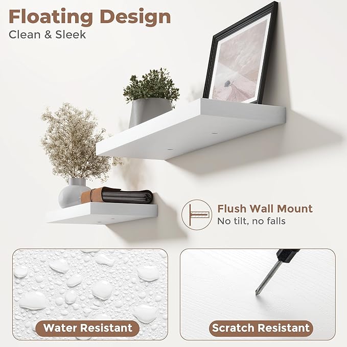 55 Inch Floating Shelves for Wall Set of 2, 8