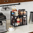 YINMIT Countertop Shelf Organizer,Coffee Bar Accessories,Spice Rack,Coffee Counter Shelf,2 Tier Coffee Organizer Station for Mugs,Cups,Cream,Syrup(Black, Medium)