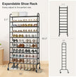 STO STO Expandable Shoe Rack, 10-Tier Metal Tall Shoe Rack for Garage, Up to 44 Pairs Adjustable Shoe Rack Storage for Front Door Entrance, Free Standing Shoe Rack Organizer for Entryway, Black