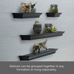 MELANNCO Floating Wall Shelves for Bedroom, Living Room, Bathroom, Kitchen, Nursery, Set of 4, Black, 4 Count