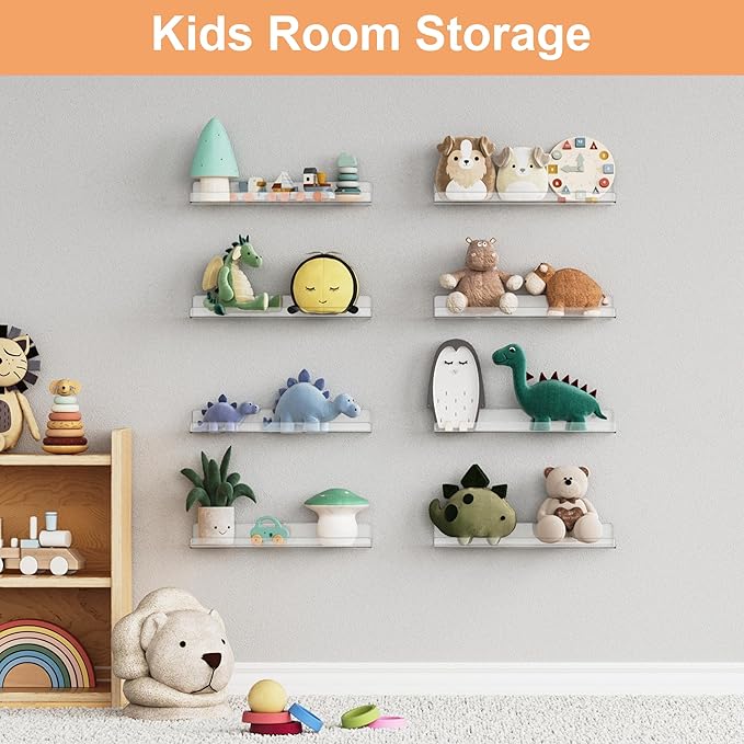 upsimples 12 Pack Acrylic Shelves Wall Organizer and Storage, 15