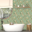Green Floral Wallpaper Peel and Stick Bird Wallpaper Pink Flower Contact Paper 17.5