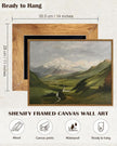 SHENIFY Landscape Vintage Framed Canvas Wall Art Classical Mountain Range Valley Prints Farmhouse Bathroom Office Decor - 11x14in Natural Framed