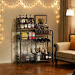 VINAEMO Rolling Bar Cart with Wine Glass Holder, Bar Carts for The Home, Bar Stand for Home, Small Mini Bar for Whiskey Wine, Liquor Cart for Home Bar, Alcohol Cabinet for Bar, Kitchen, Dining Room