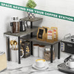 ZHWS Kitchen Countertop Organizer, Bathroom Counter Organizer, Adjustable 3 Tier Corner Shelf with 4 Metal Hooks for Counter Organize, Spice Rack, Makeups, Coffee Station Bookshelf (Rustic Grey)