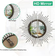 Large Spoked Sunburst Wall Mirror Boho Home Decor Round Wall Art Mirror Modern Metal Mirrors for Wall Living Room Vanity Bathroom Bedroom Hallway Balcony Entryway 16