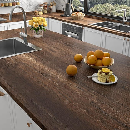 Stickyart Thick Teak Wood Contact Paper Wood Wallpaper Peel and Stick Textured Wood Grain Contact Paper for Cabinets and Drawers Vintage Premium Wallpaper for Furniture Removable Vinyl Wood 12"x80"