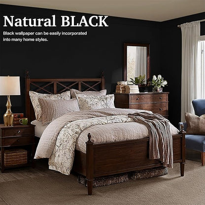 Dimoon 17.7''x78.7'' Peel and Stick Wallpaper Black Contact Paper for New Environmentally Friendly Materials Thickening Upgrade Embossed Renter Friendly Wall Paper Modern Vinyl Wrap Countertop Bedroom
