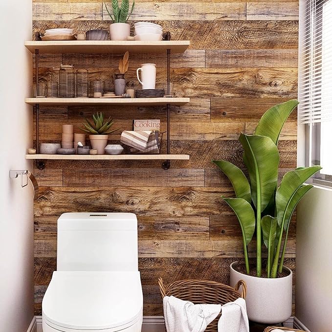 Yun-aeon Brown Wood Peel and Stick Wallpaper 17.3